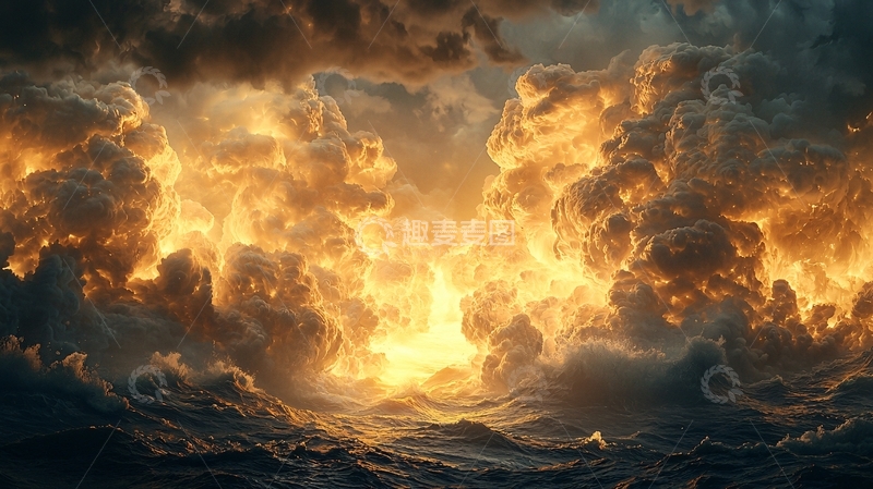 高清大图下载【趣麦麦图】火焰云海