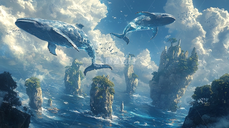 高清大图下载【趣麦麦图】天空鲸鱼
