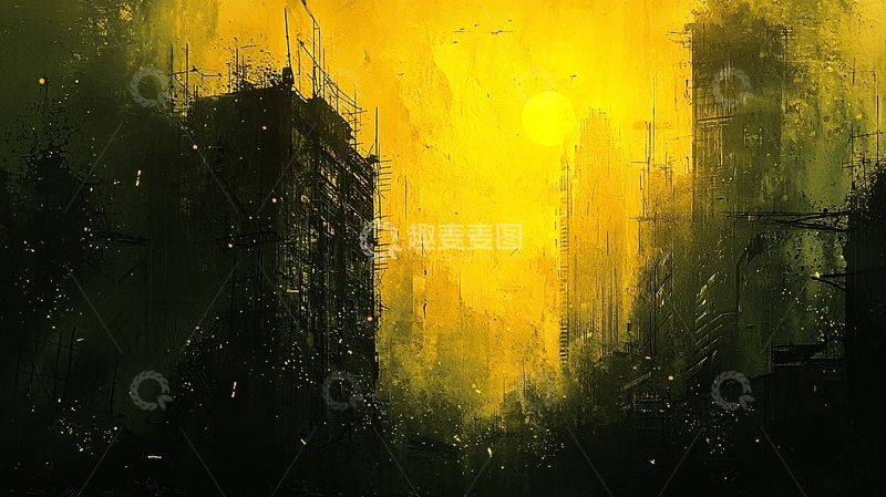 高清大图下载【趣麦麦图】废墟城市黄昏景象