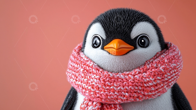 高清大图下载【趣麦麦图】戴围巾的小企鹅