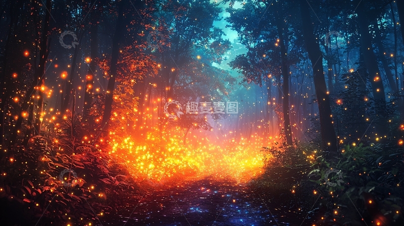 高清大图下载【趣麦麦图】梦幻萤火森林