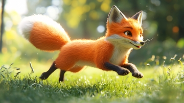 奔跑的卡通小狐狸