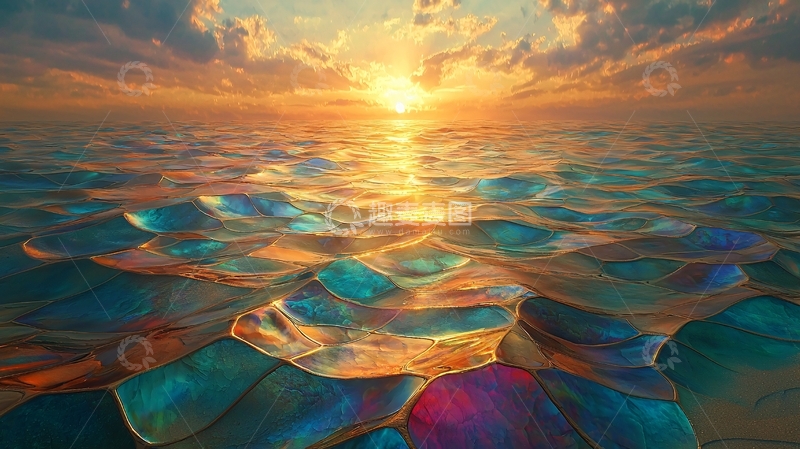 高清大图下载【趣麦麦图】日出海面波光粼粼