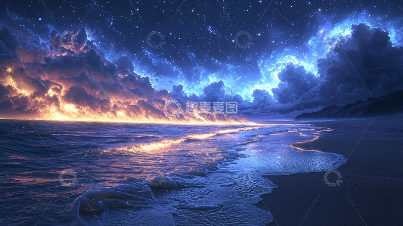 高清大图下载【趣麦麦图】梦幻星空海滩