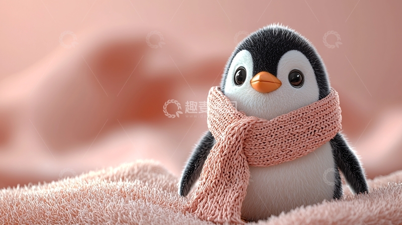 高清大图下载【趣麦麦图】戴围巾的小企鹅