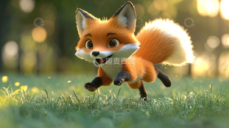 高清大图下载【趣麦麦图】可爱卡通小狐狸奔跑