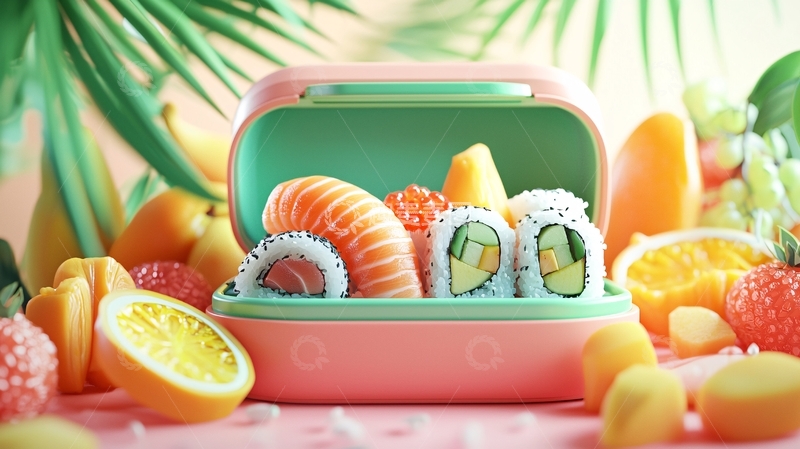 高清大图下载【趣麦麦图】便携式寿司盒