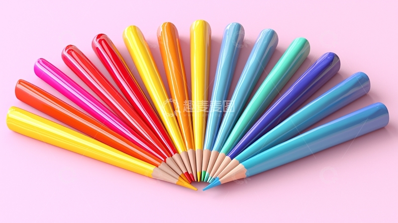 高清大图下载【趣麦麦图】彩色蜡笔扇形排列