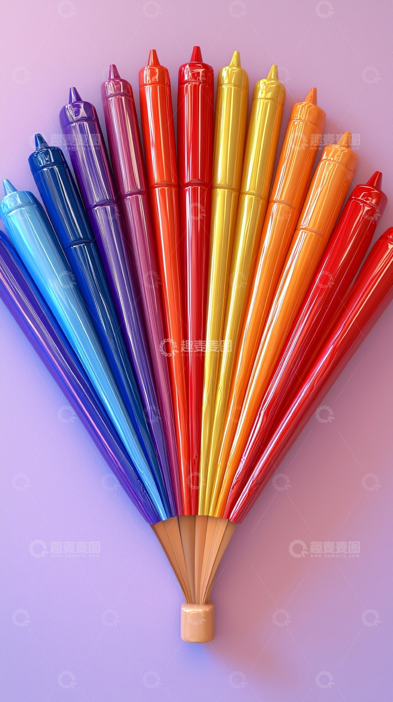 高清大图下载【趣麦麦图】彩色雨伞扇形排列