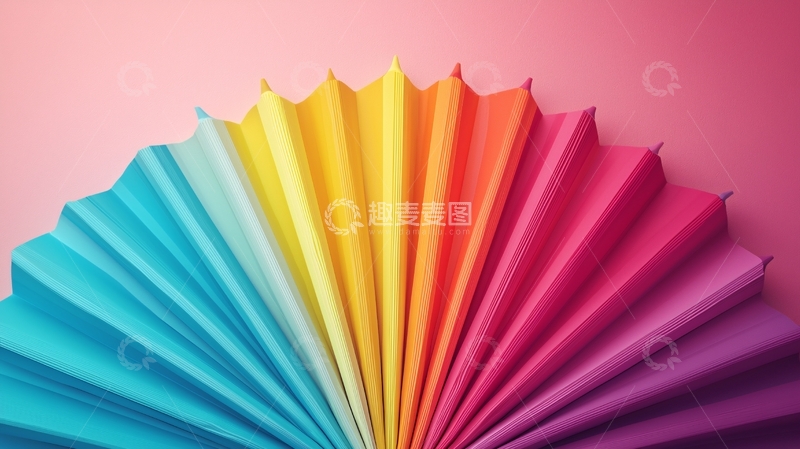 高清大图下载【趣麦麦图】彩色折纸扇形