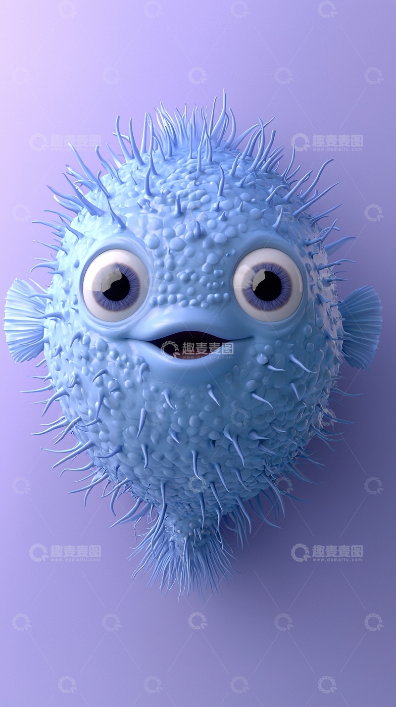 高清大图下载【趣麦麦图】蓝色的卡通河豚