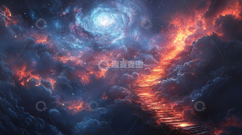 高清大图下载【趣麦麦图】云层中的阶梯