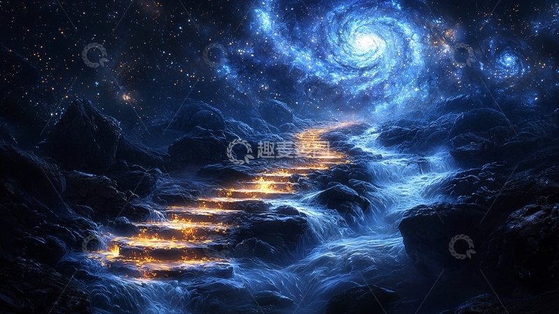 高清大图下载【趣麦麦图】星空阶梯