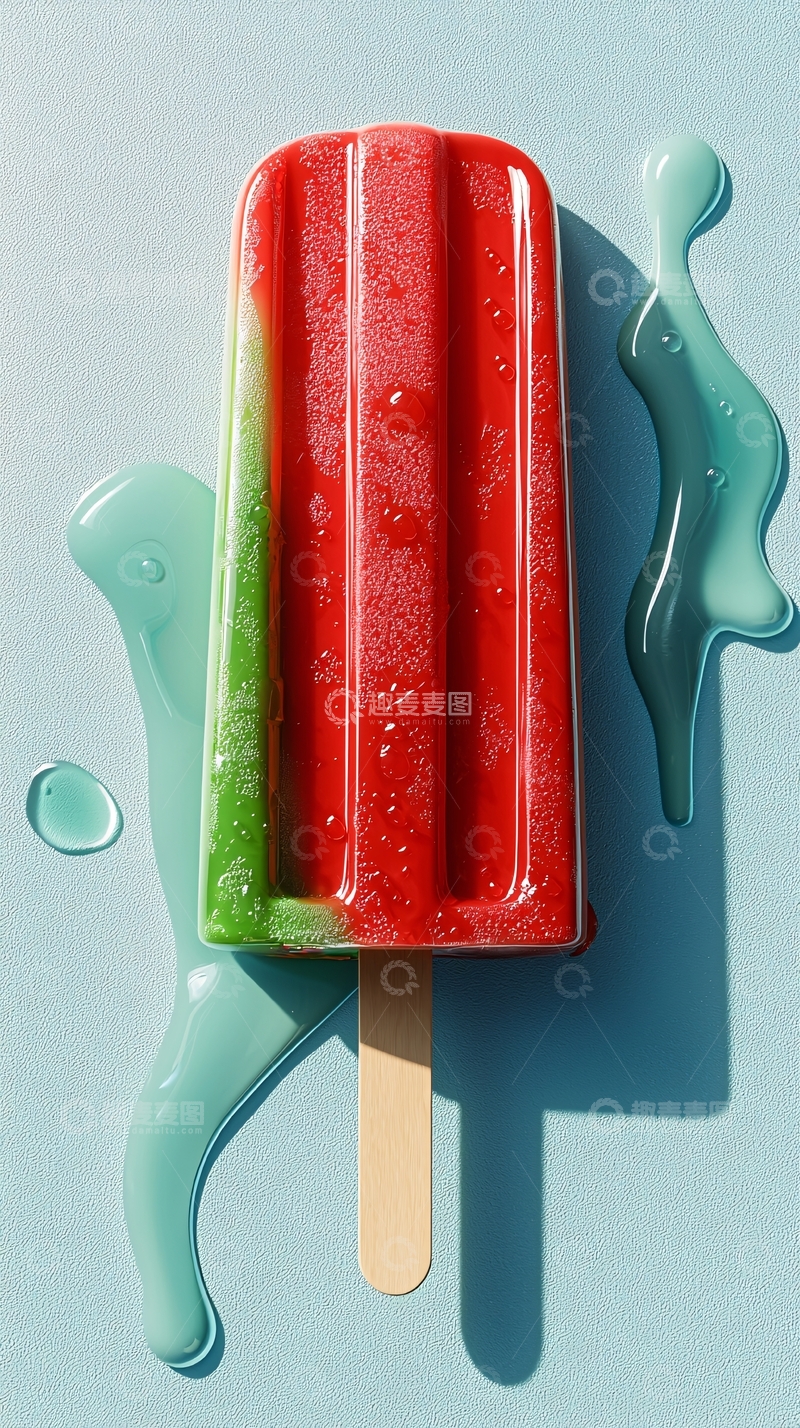 高清大图下载【趣麦麦图】红色绿色冰棒
