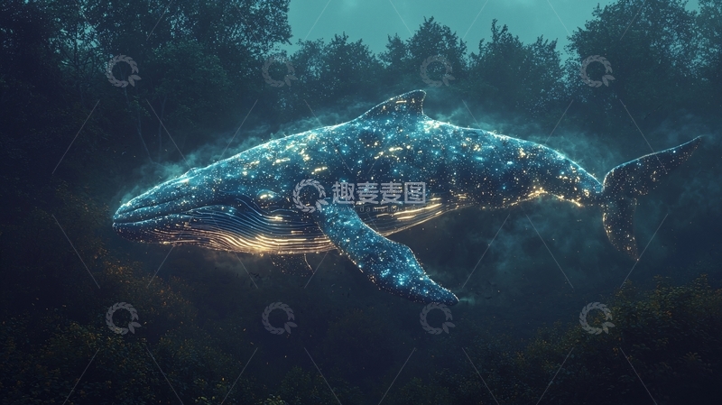 高清大图下载【趣麦麦图】深海发光鲸鱼