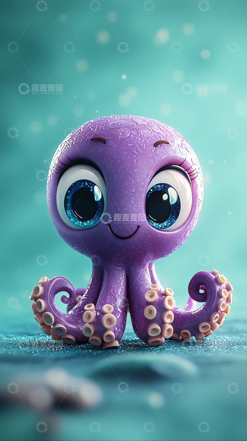 高清大图下载【趣麦麦图】紫色卡通章鱼