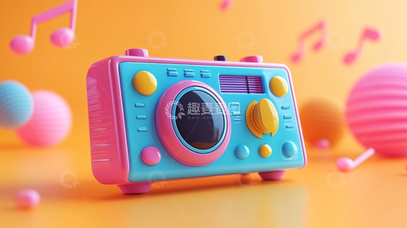 高清大图下载【趣麦麦图】彩色复古收音机