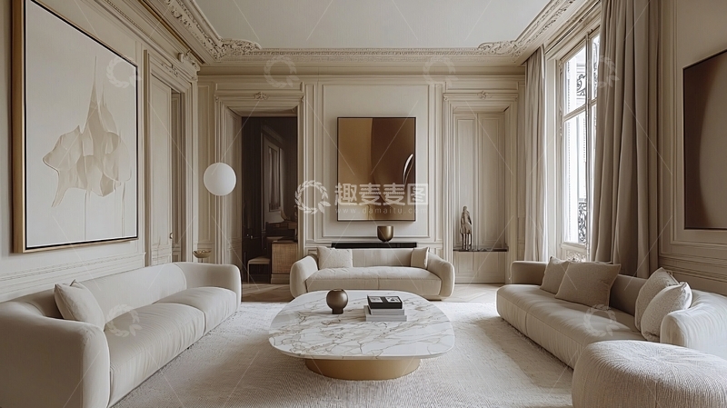 高清大图下载【趣麦麦图】高级米色系客厅