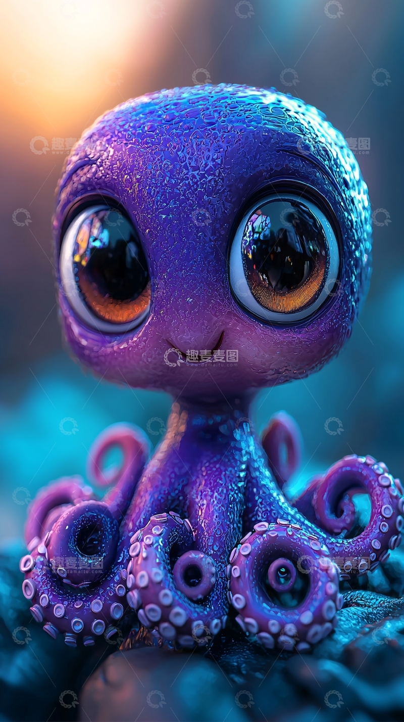 高清大图下载【趣麦麦图】超萌紫色小章鱼