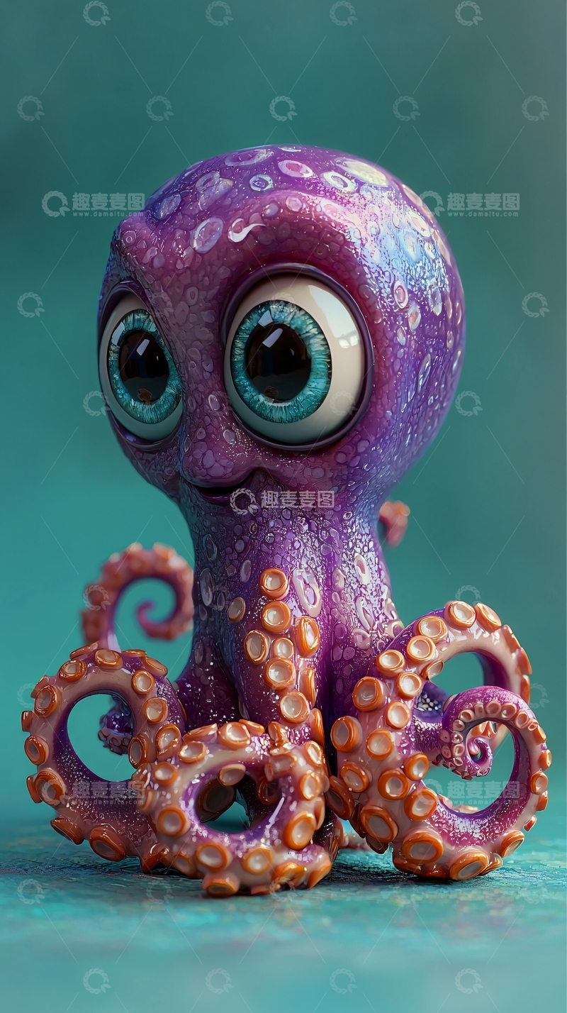 高清大图下载【趣麦麦图】超萌紫色小章鱼