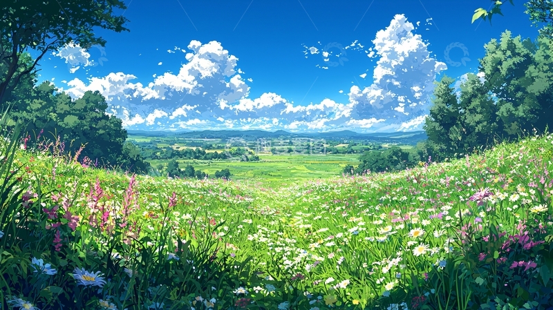 高清大图下载【趣麦麦图】绿草如茵的田园风光