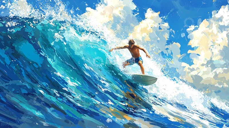 高清大图下载【趣麦麦图】阳光下的冲浪者