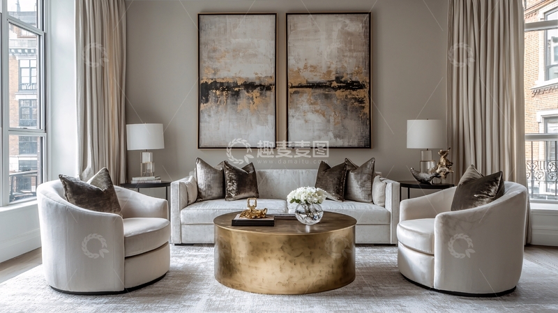 高清大图下载【趣麦麦图】现代轻奢客厅