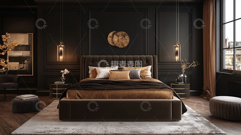 高清大图下载【趣麦麦图】暗黑系奢华卧室