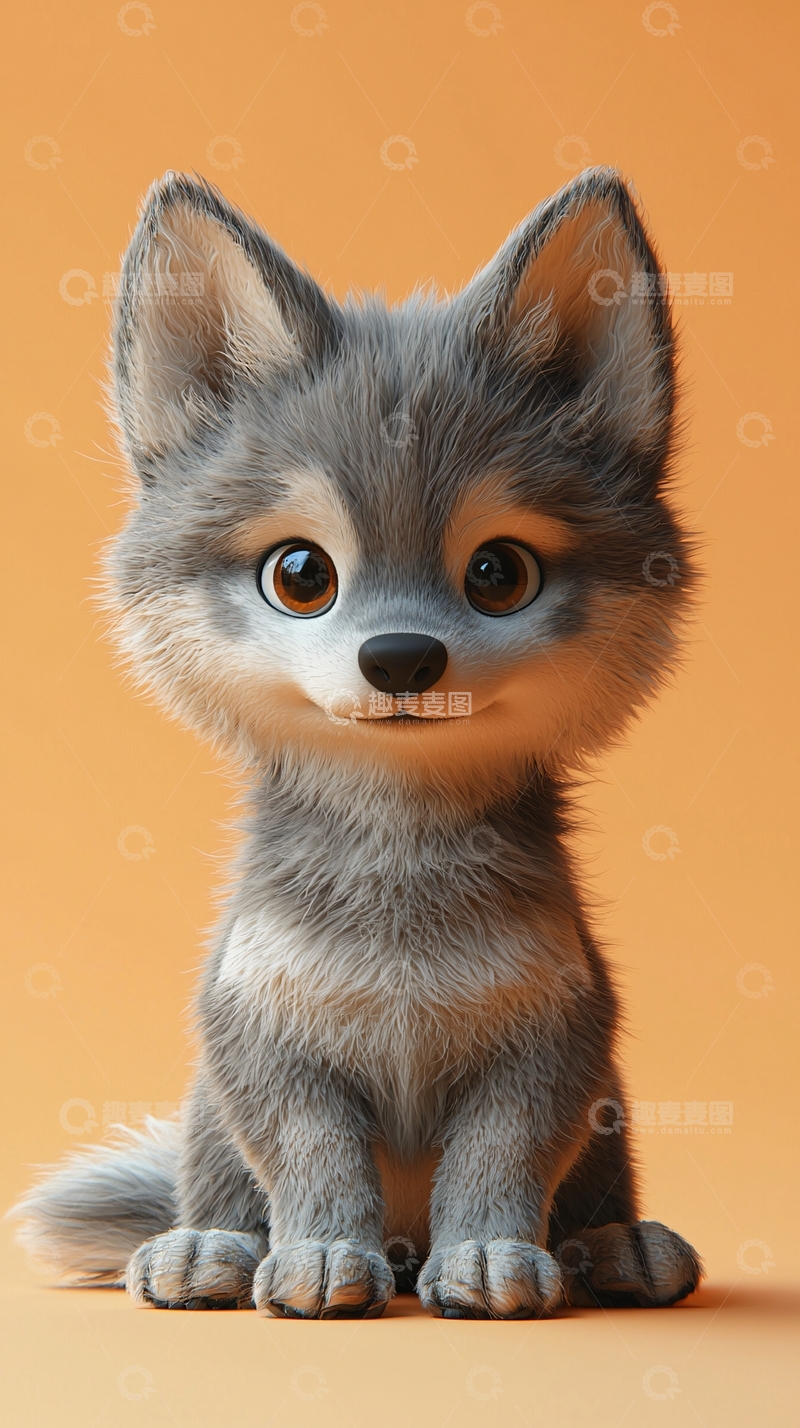 高清大图下载【趣麦麦图】可爱卡通小灰狼