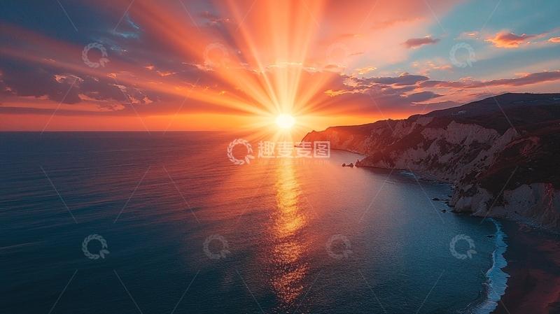 高清大图下载【趣麦麦图】壮丽的日落海景