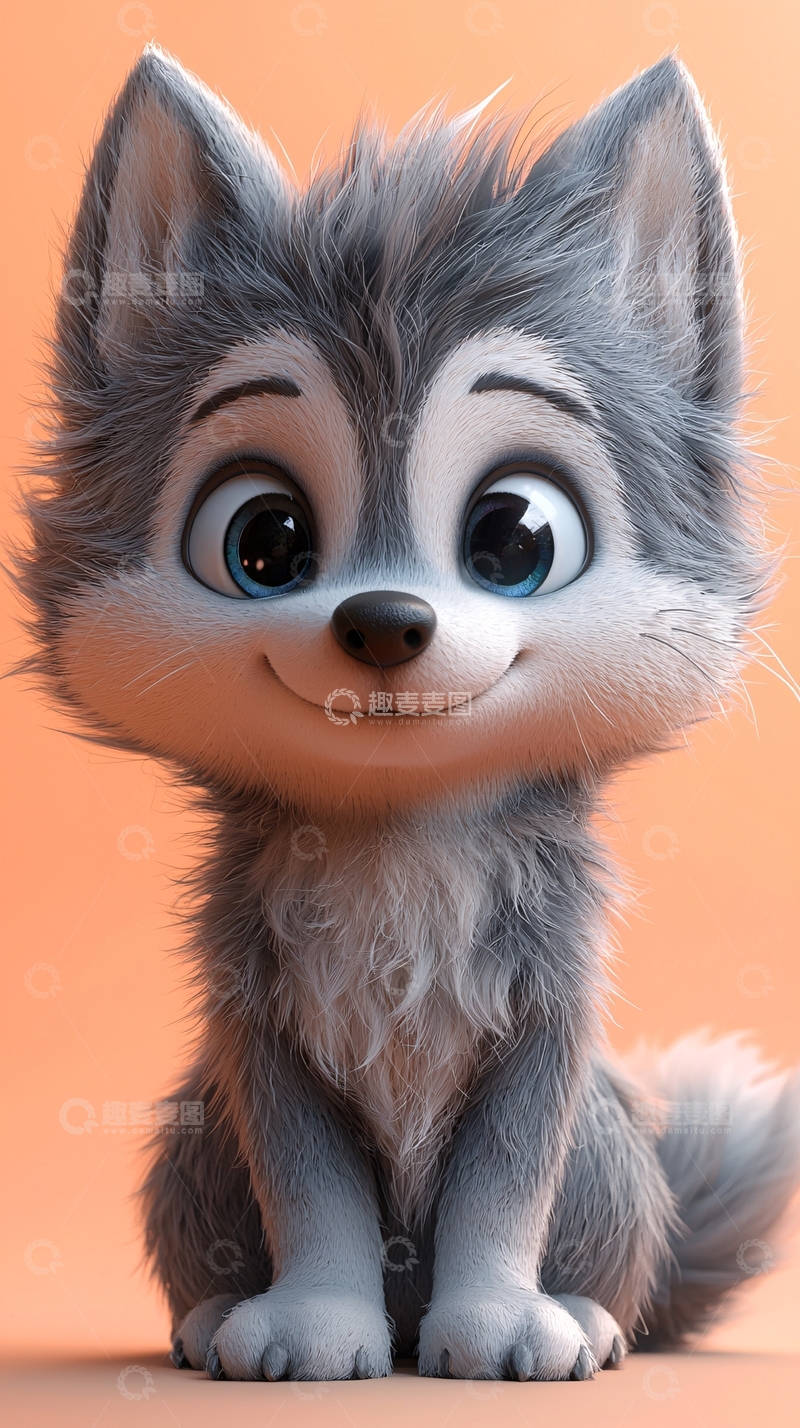 高清大图下载【趣麦麦图】卡通可爱小狼