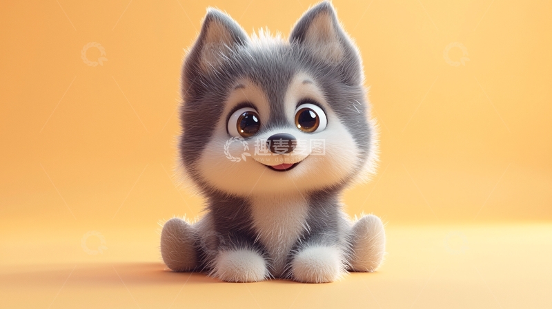高清大图下载【趣麦麦图】可爱卡通哈士奇幼犬