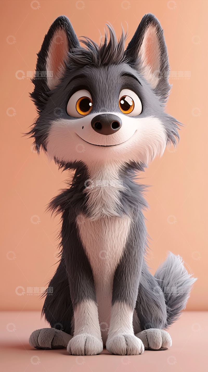 高清大图下载【趣麦麦图】卡通小狼