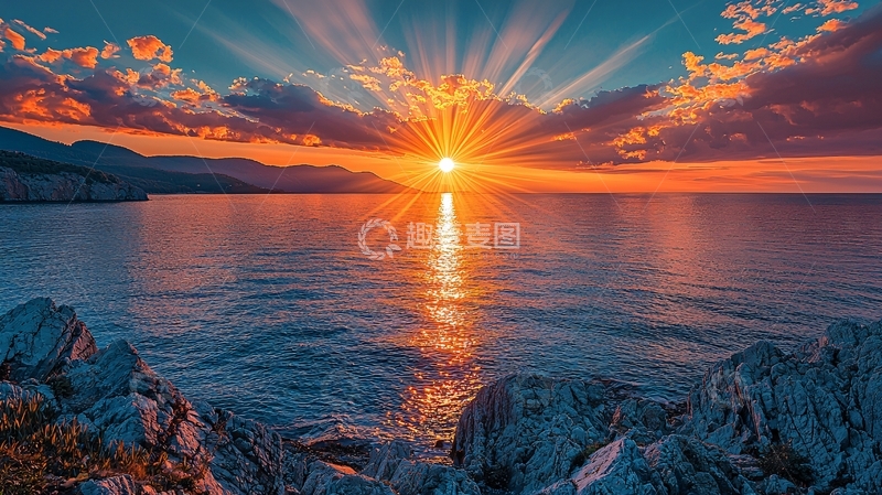 高清大图下载【趣麦麦图】海边日落