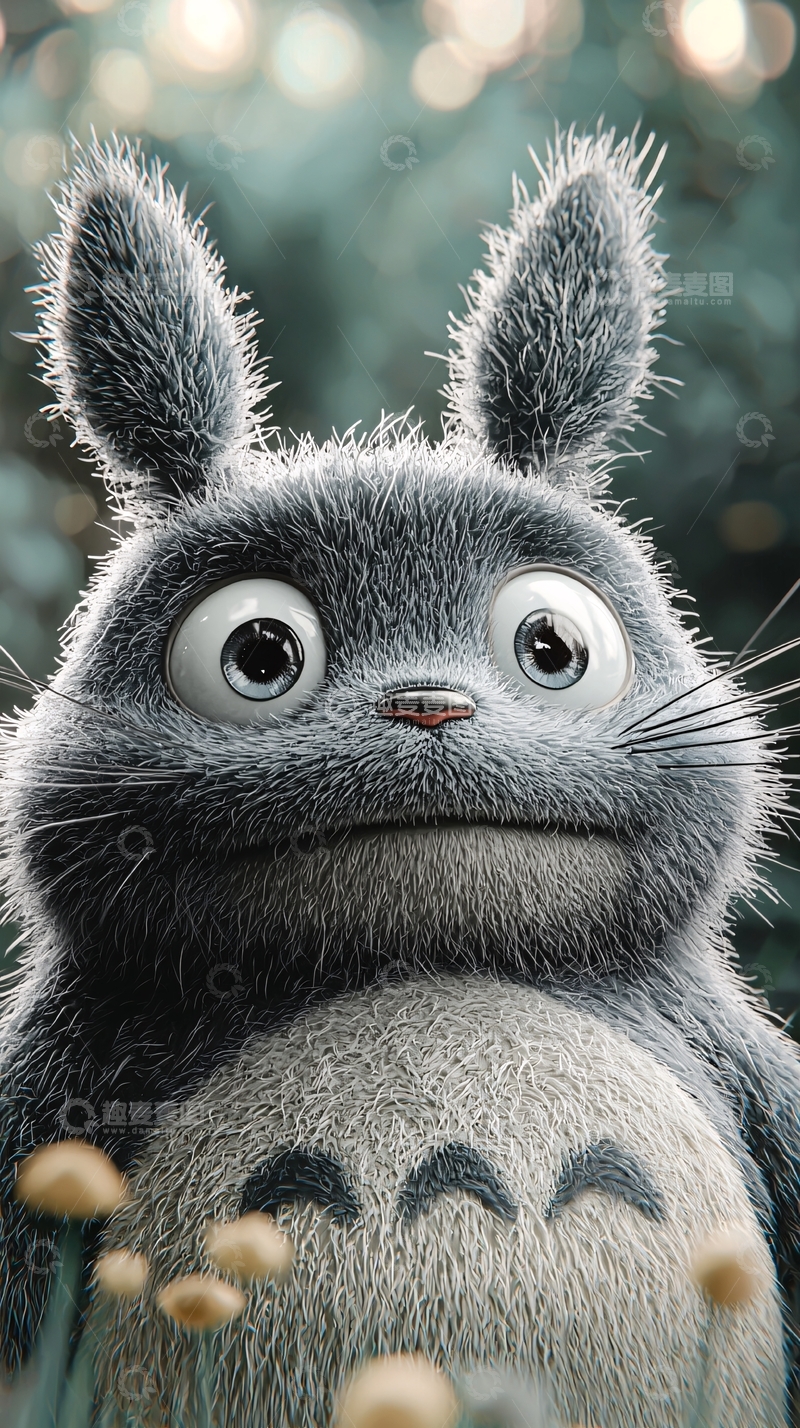 高清大图下载【趣麦麦图】呆萌灰尘精灵龙猫