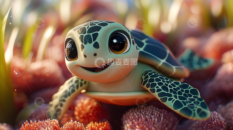 高清大图下载【趣麦麦图】可爱卡通小海龟