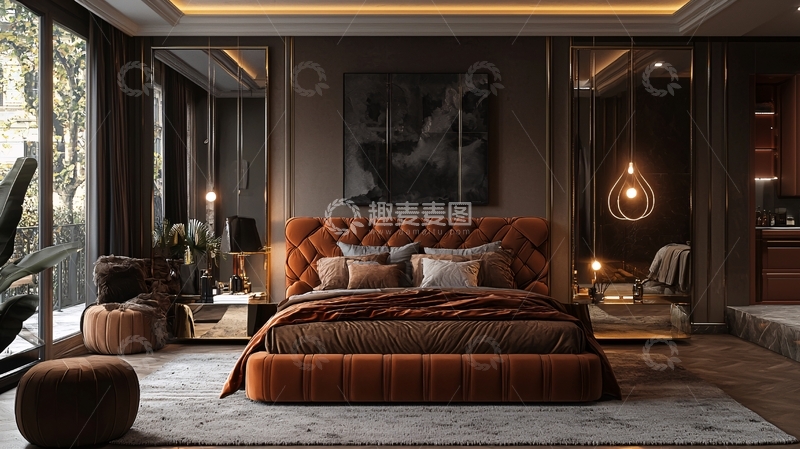 高清大图下载【趣麦麦图】暗色系奢华卧室设计