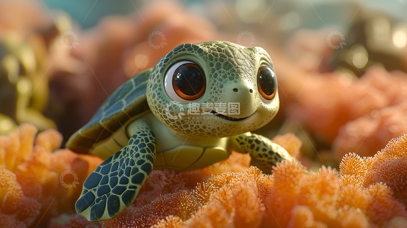 高清大图下载【趣麦麦图】可爱的小海龟