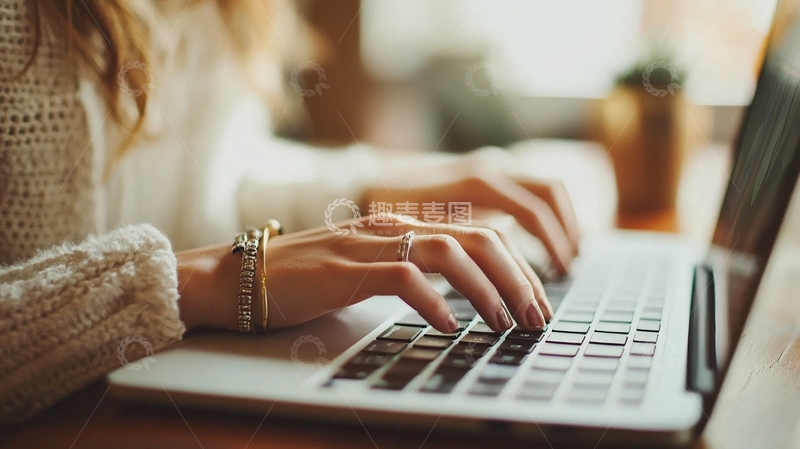 高清大图下载【趣麦麦图】女性双手在笔记本电脑上打字