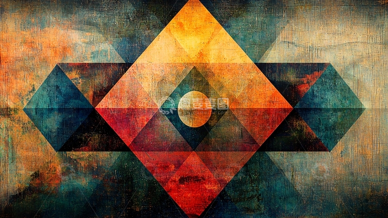 高清大图下载【趣麦麦图】抽象几何彩色绘画