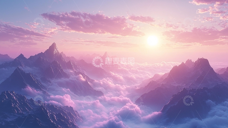高清大图下载【趣麦麦图】梦幻般日出山峰云海