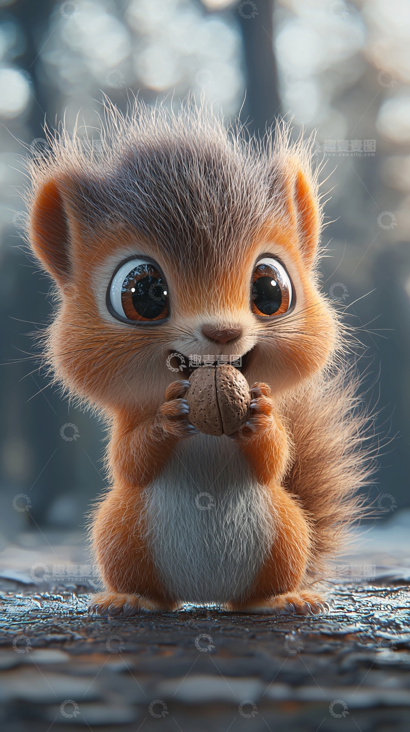 高清大图下载【趣麦麦图】可爱小松鼠吃核桃