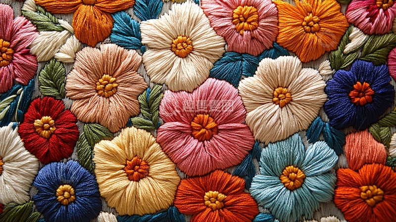 高清大图下载【趣麦麦图】彩色立体绣花