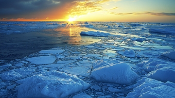 极地冰川落日景色