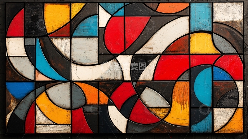 高清大图下载【趣麦麦图】抽象几何彩色绘画