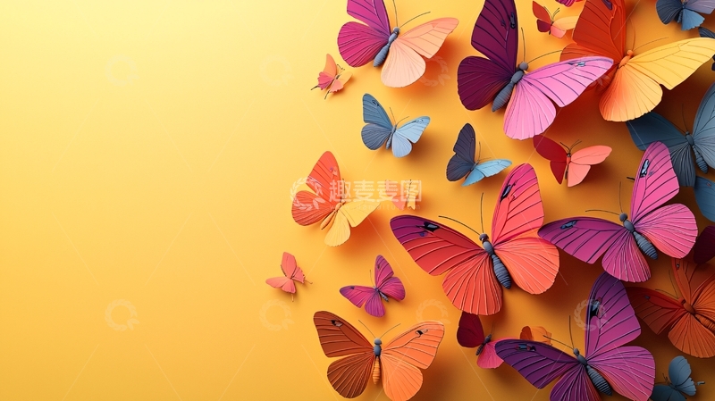 高清大图下载【趣麦麦图】彩色蝴蝶背景