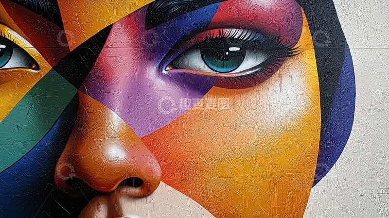 高清大图下载【趣麦麦图】彩色几何女性肖像