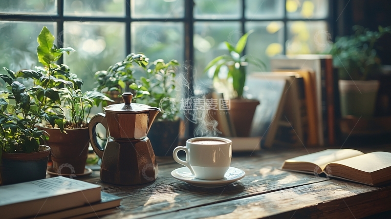 高清大图下载【趣麦麦图】窗边咖啡