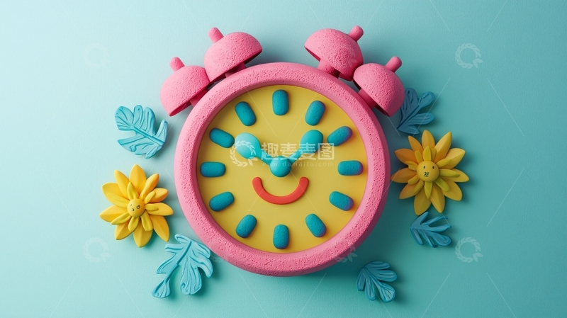 高清大图下载【趣麦麦图】粉色闹钟