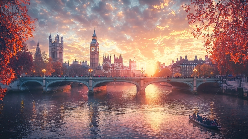高清大图下载【趣麦麦图】伦敦夕阳美景